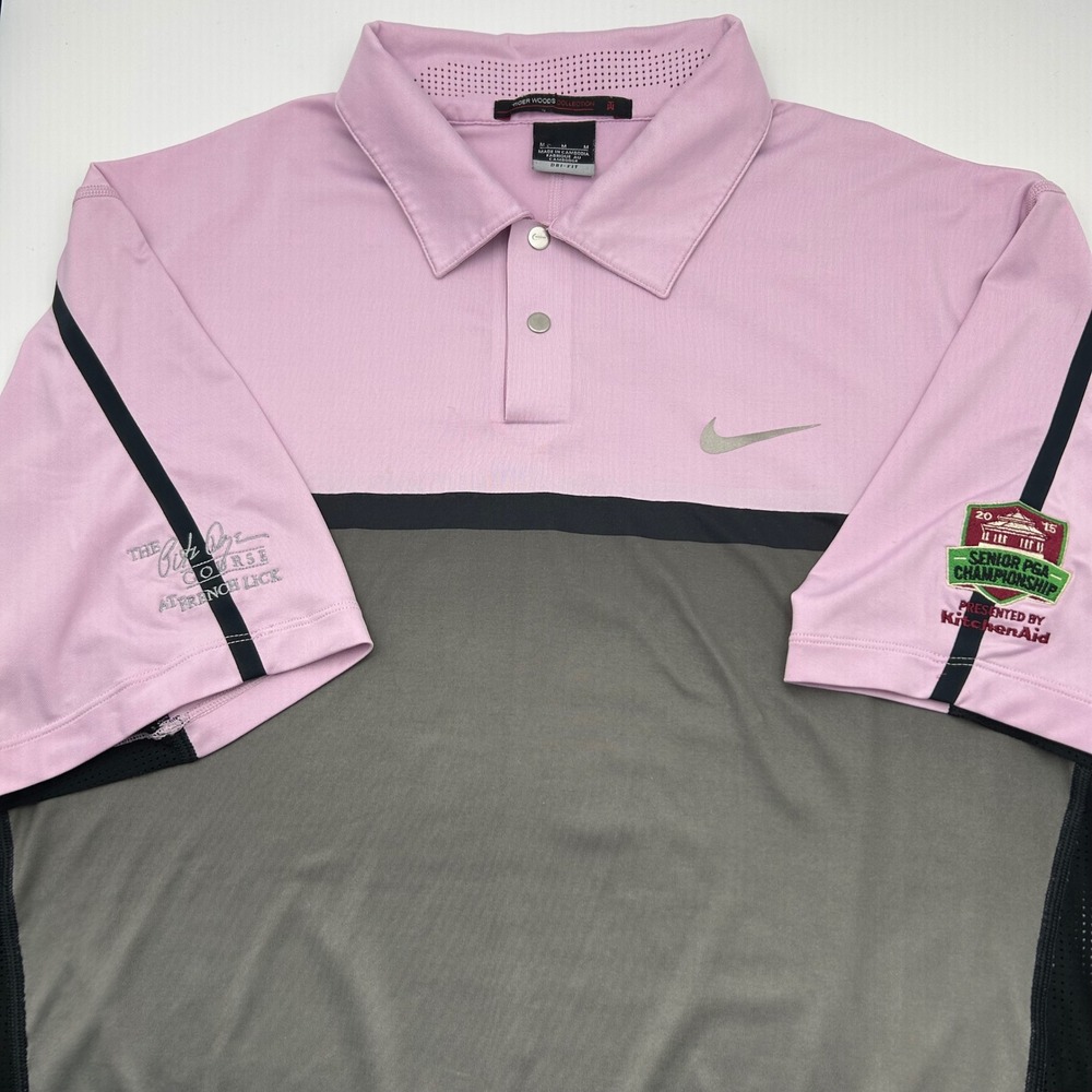 Nike Tiger Woods 2015 Senior PGA Pete Dye Course French Lick Polo Pink Men's M